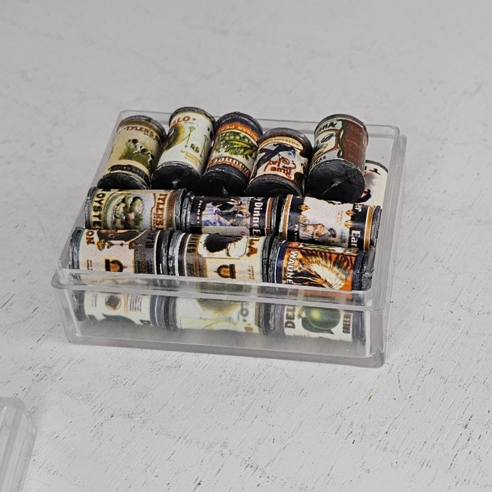 Vintage Dollhouse Miniature Canned Food Set Cans Set of 24 - Picture 5 of 8